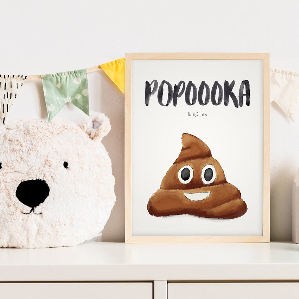 Kindermundposter Kacka im Kinderzimmer – personalisiertes Poster als Dekoration und Geschenk
