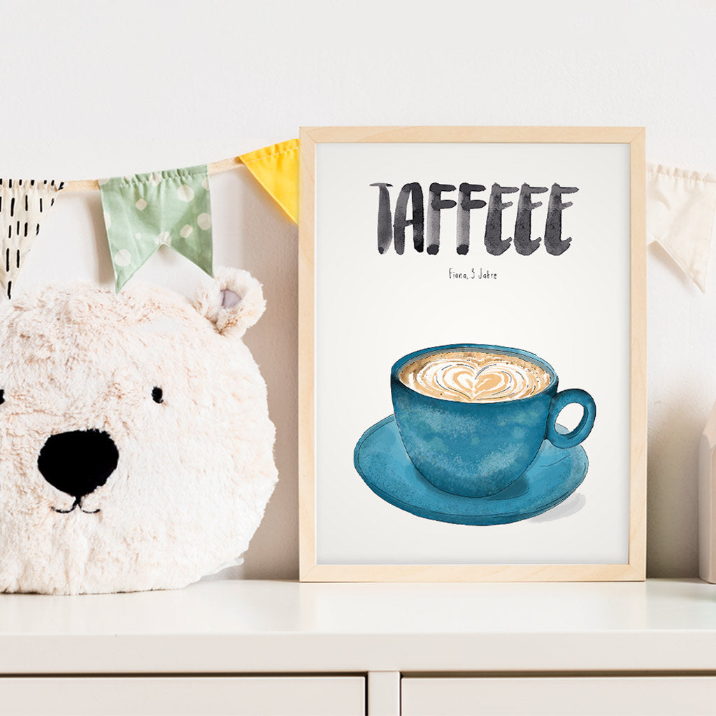 Kindermundposter Cappuccino im Kinderzimmer – personalisiertes Poster als Dekoration und Geschenk