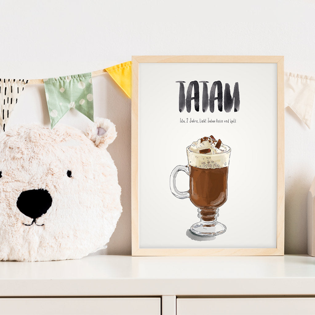 Kindermundposter Kakao im Kinderzimmer – personalisiertes Poster als Dekoration und Geschenk