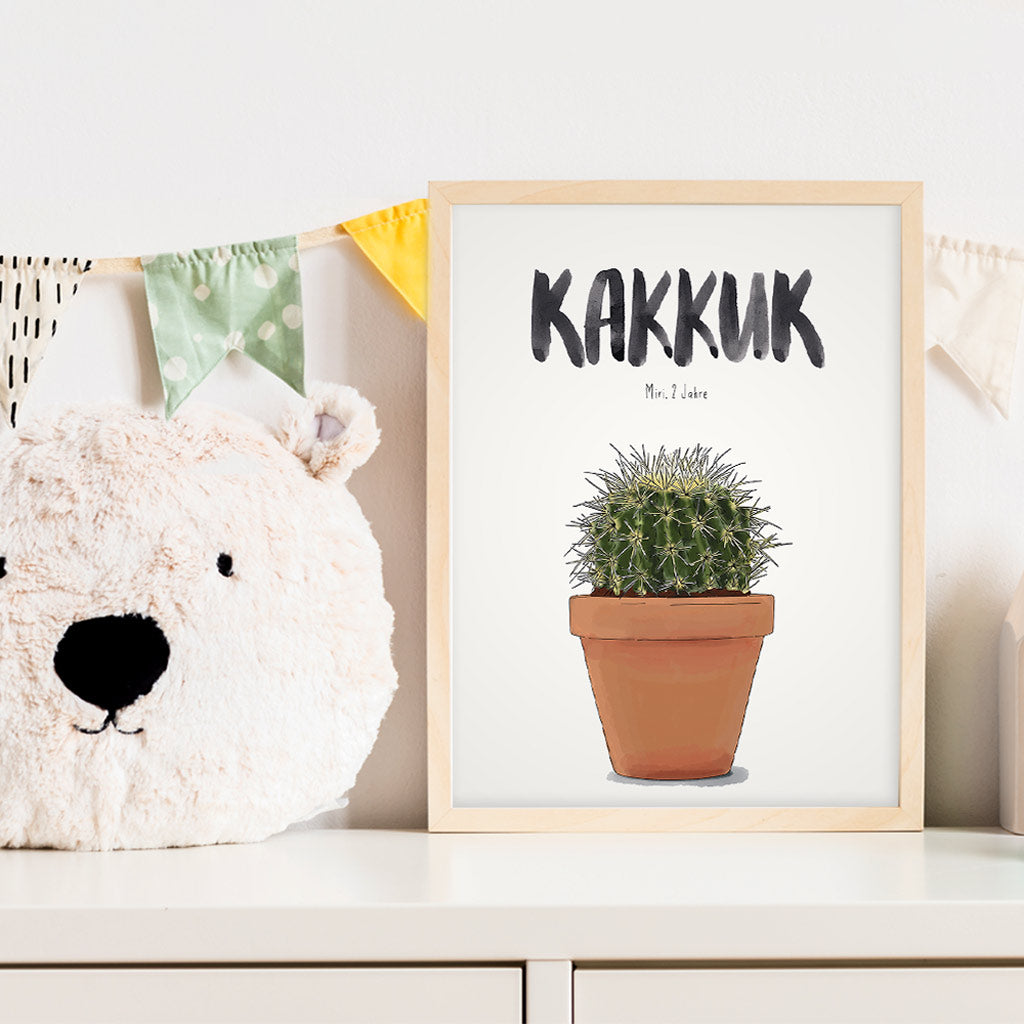 Kindermundposter Kaktus im Kinderzimmer – personalisiertes Poster als Dekoration und Geschenk