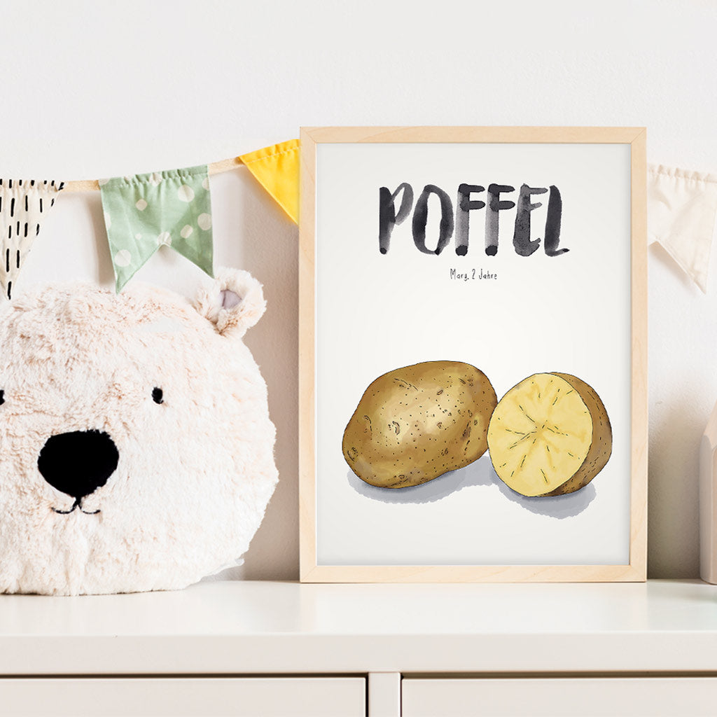 Kindermundposter Kartoffel im Kinderzimmer – personalisiertes Poster als Dekoration und Geschenk