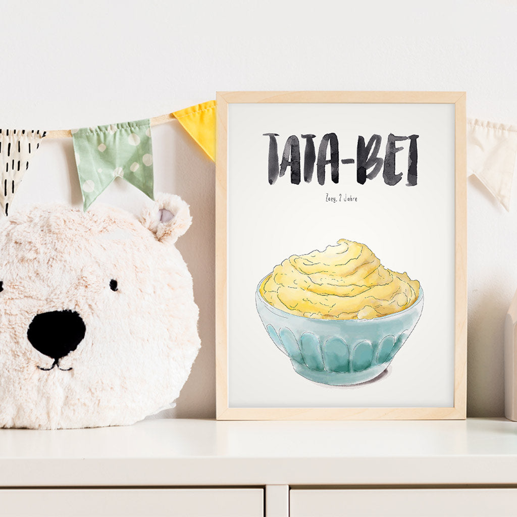 Kindermundposter Kartoffelbrei im Kinderzimmer – personalisiertes Poster als Dekoration und Geschenk