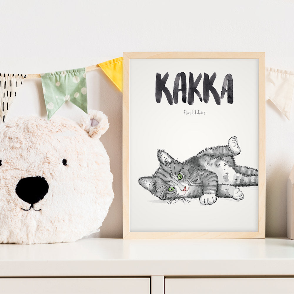 Kindermundposter Katze im Kinderzimmer – personalisiertes Poster als Dekoration und Geschenk