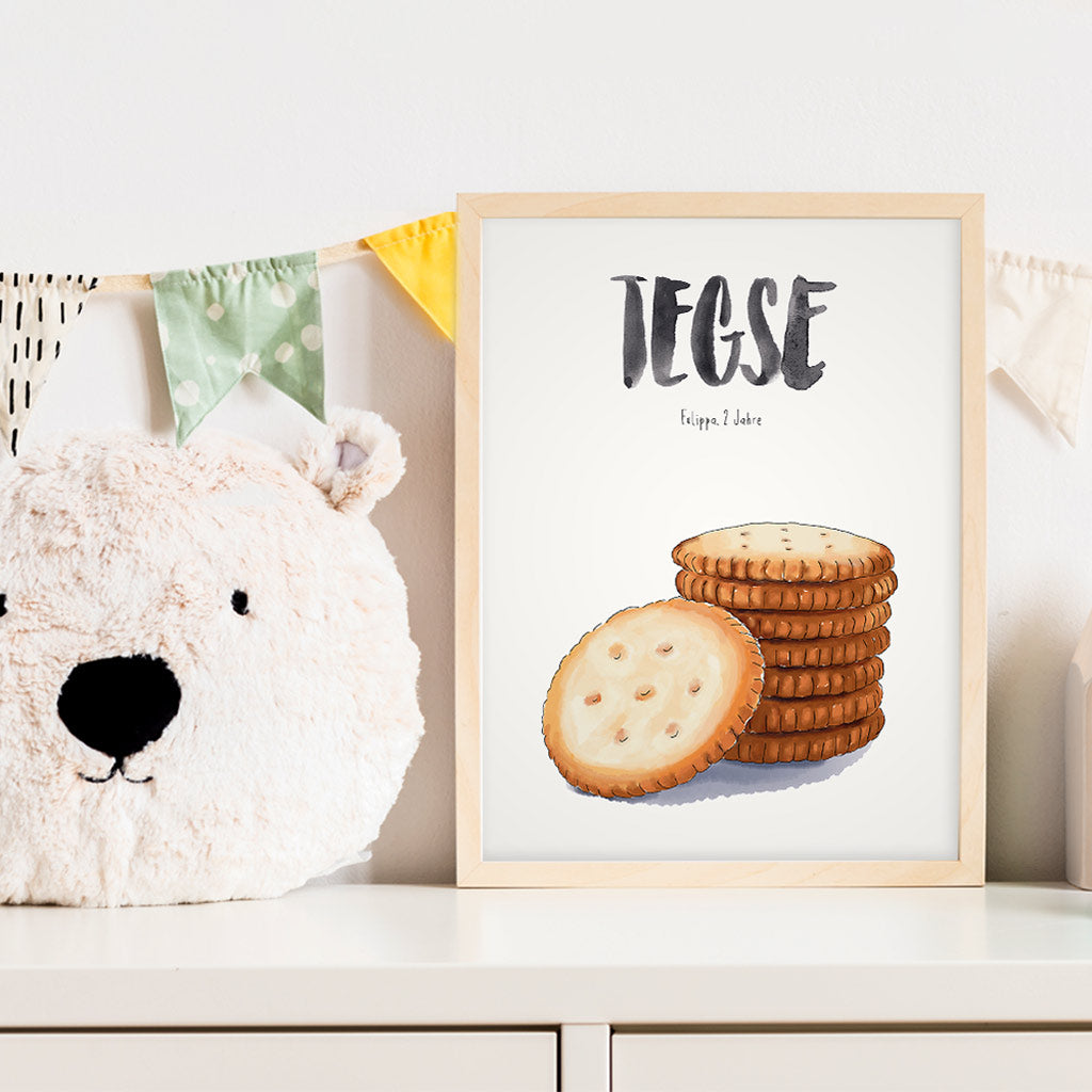 Kindermundposter Kekse im Kinderzimmer – personalisiertes Poster als Dekoration und Geschenk