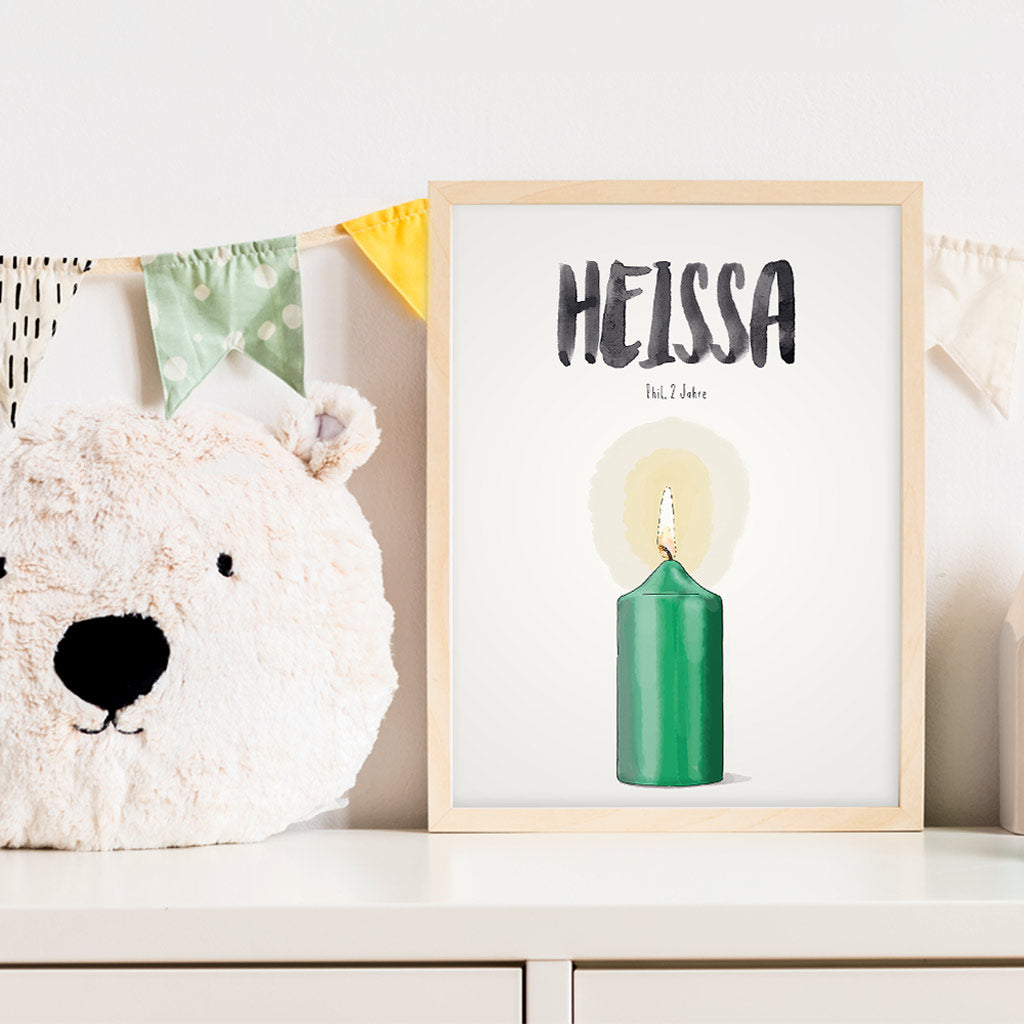 Kindermundposter Kerze im Kinderzimmer – personalisiertes Poster als Dekoration und Geschenk