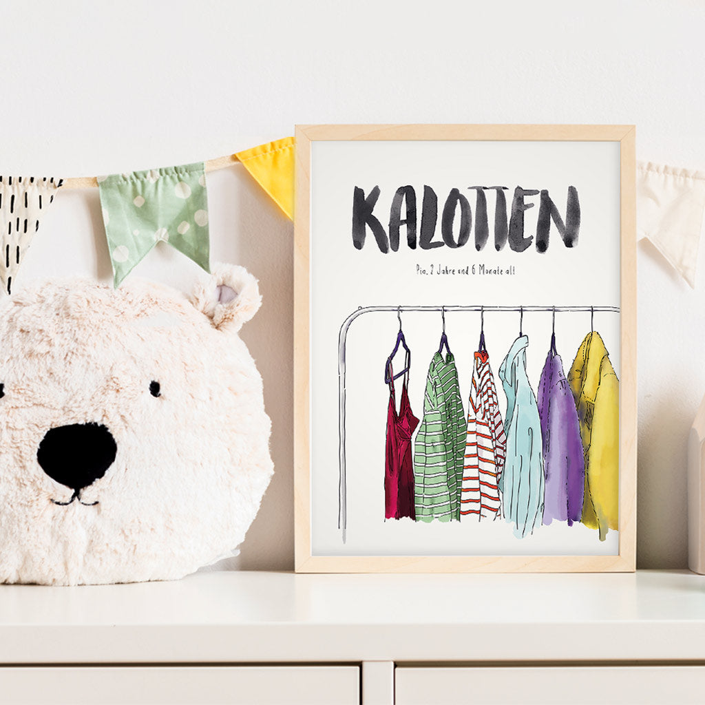 Kindermundposter Kleiderstange im Kinderzimmer – personalisiertes Poster als Dekoration und Geschenk