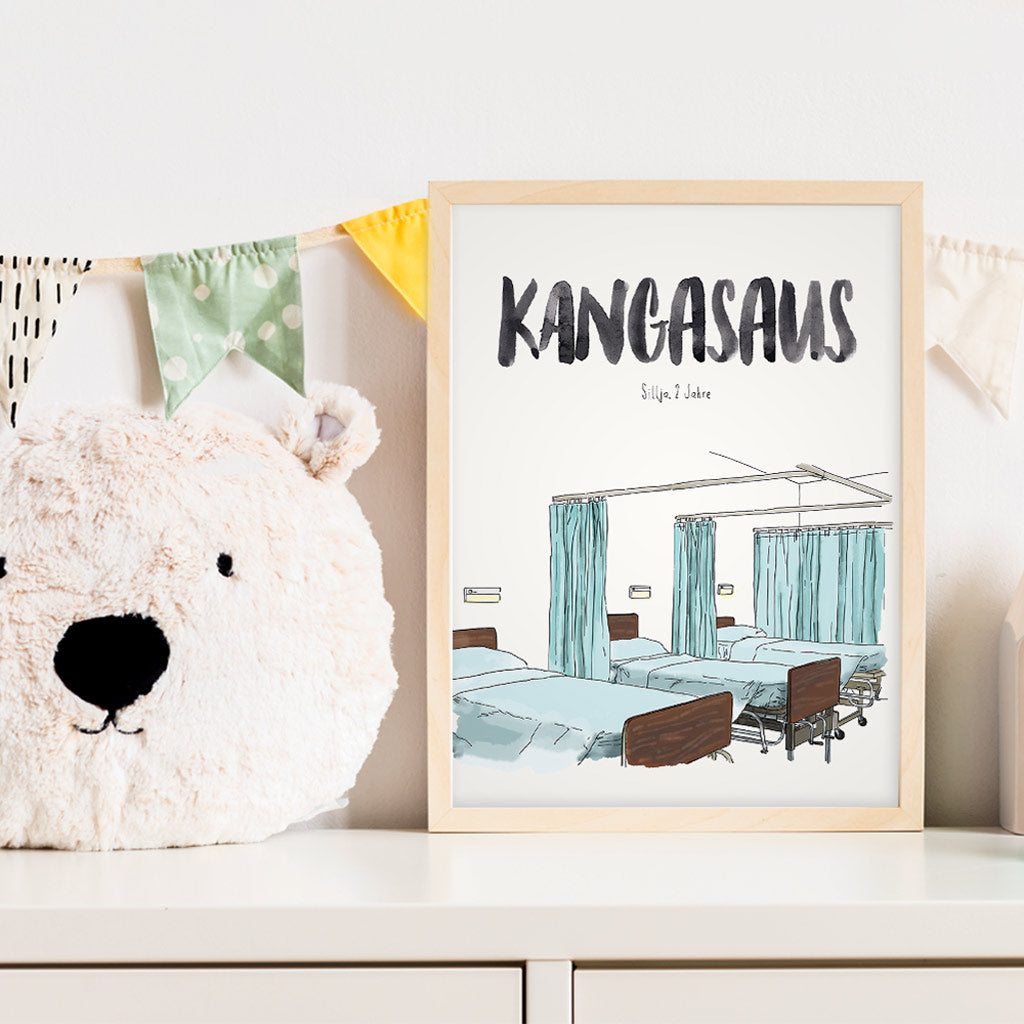 Kindermundposter Krankenhaus im Kinderzimmer – personalisiertes Poster als Dekoration und Geschenk
