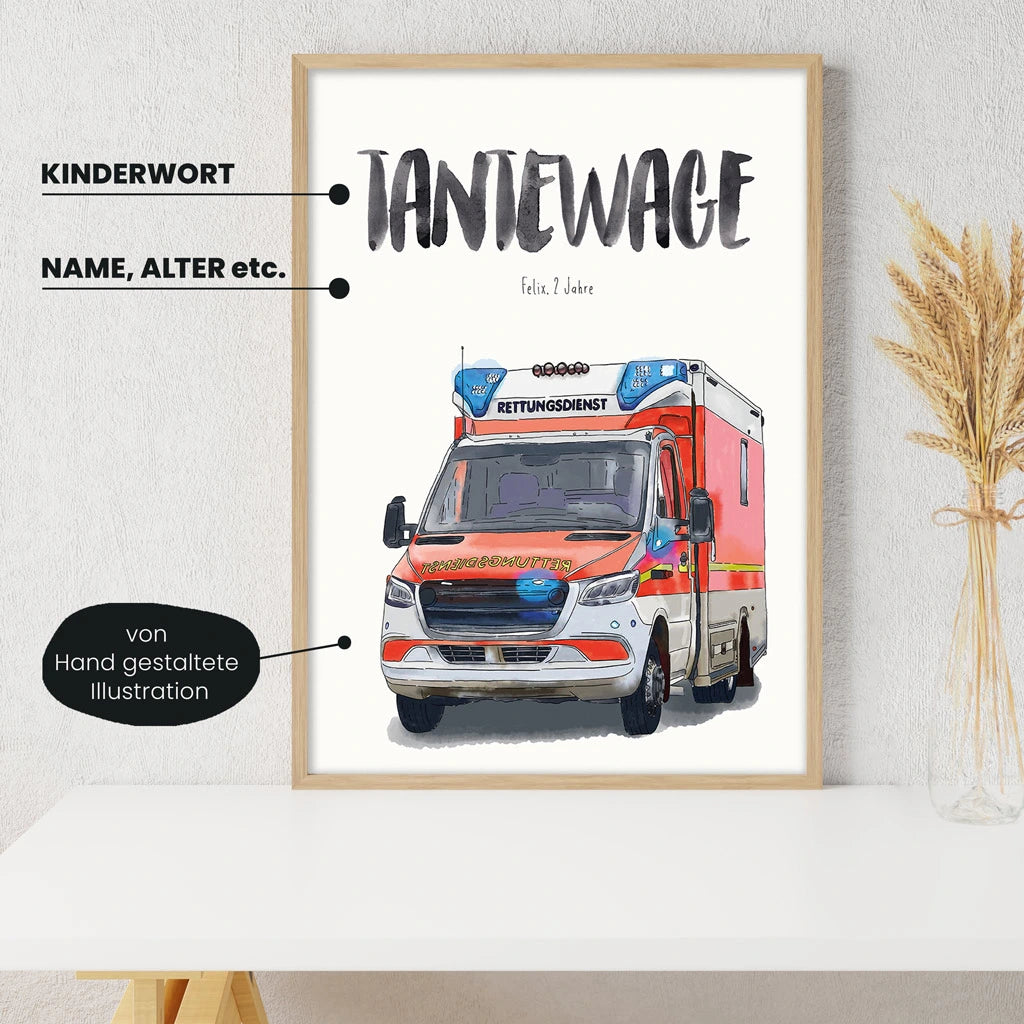 Kindermundposter - Motiv Krankenwagen Ambulanz Notarzt