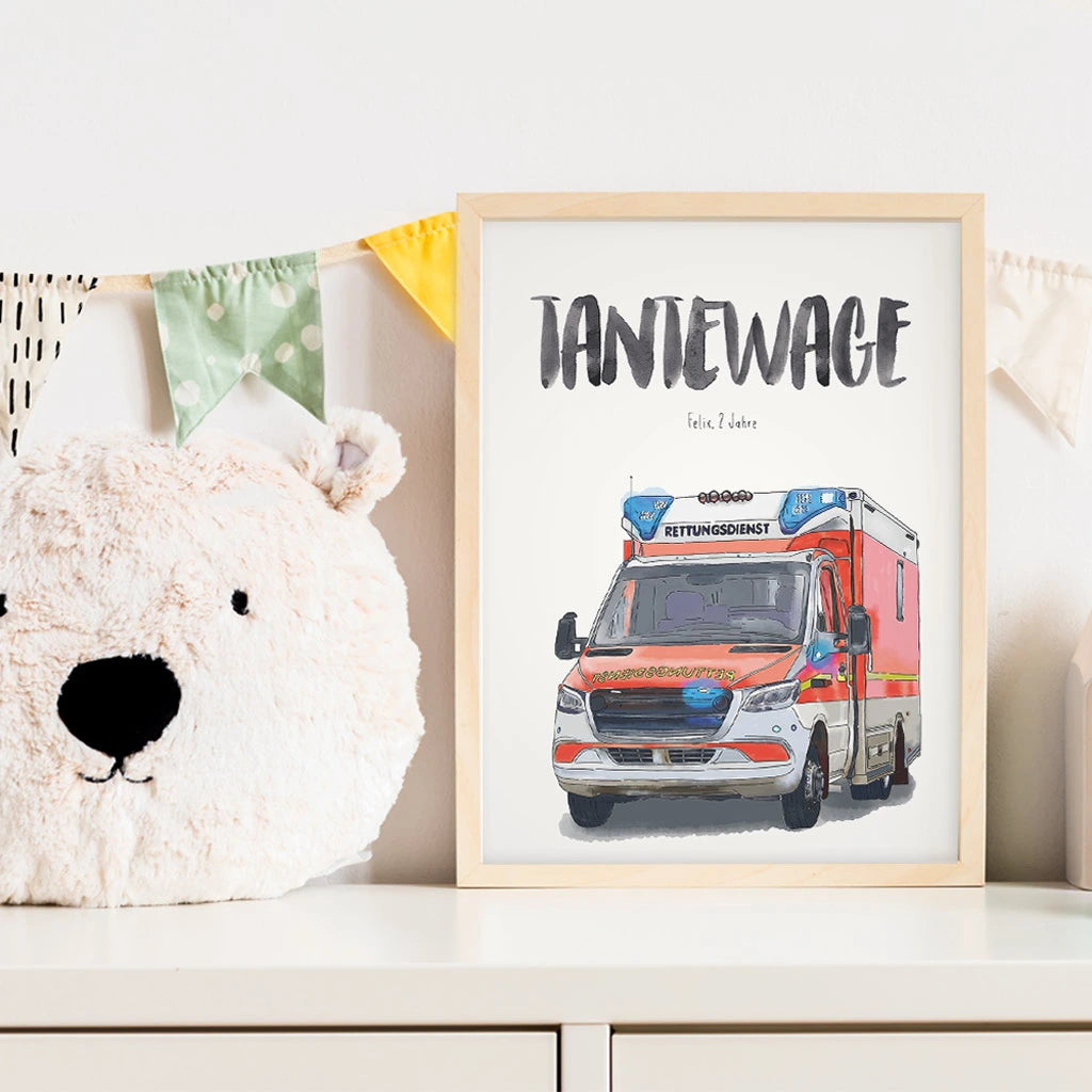 Kindermundposter - Motiv Krankenwagen Ambulanz Notarzt