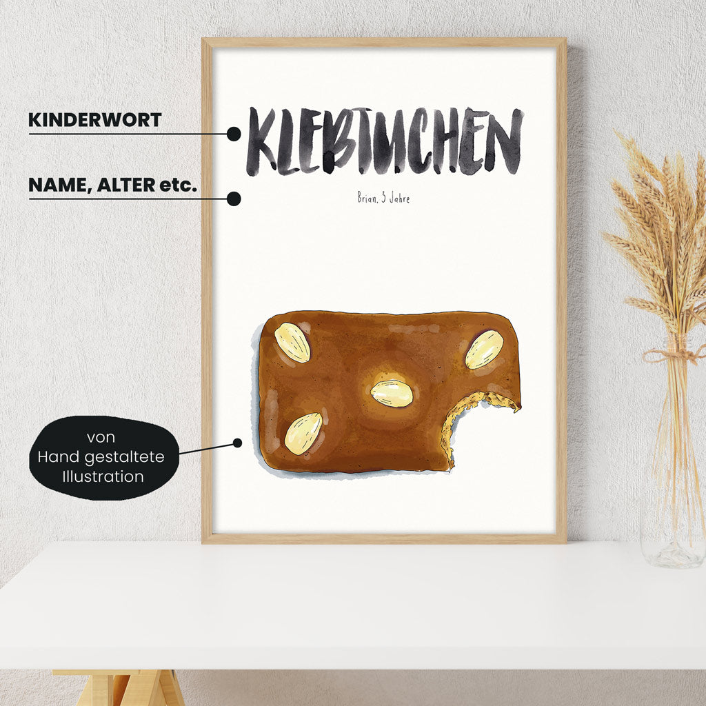 Kindermundposter Lebkuchen im Kinderzimmer – personalisiertes Poster als Dekoration und Geschenk