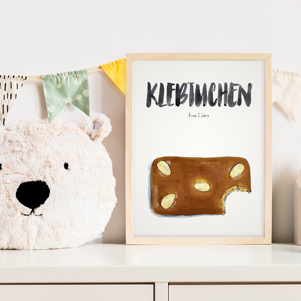 Detailansicht Kindermundposter Lebkuchen: Erklärungen der personalisierbaren Elemente - einzigartiges Erinnerungsstück für Eltern