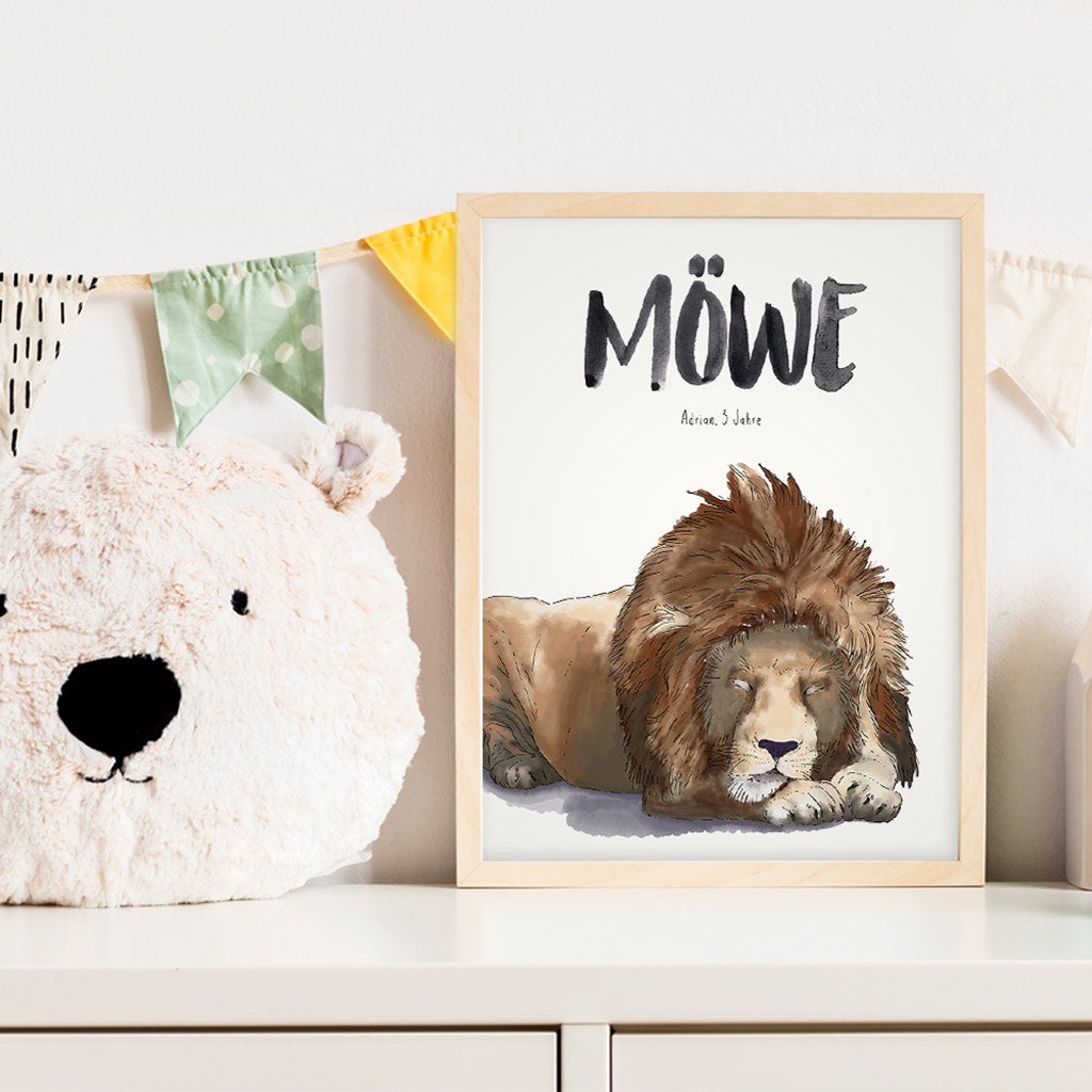 Kindermundposter Löwe im Kinderzimmer – personalisiertes Poster als Dekoration und Geschenk