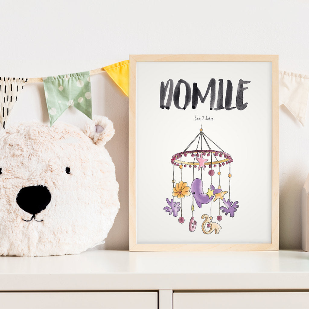 Kindermundposter Mobile im Kinderzimmer – personalisiertes Poster als Dekoration und Geschenk