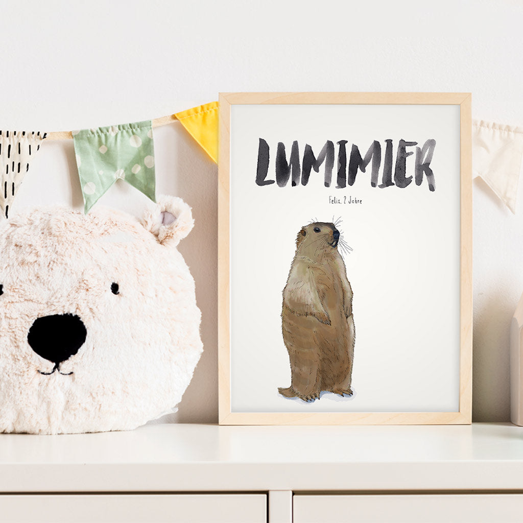 Kindermundposter Murmeltier im Kinderzimmer – personalisiertes Poster als Dekoration und Geschenk