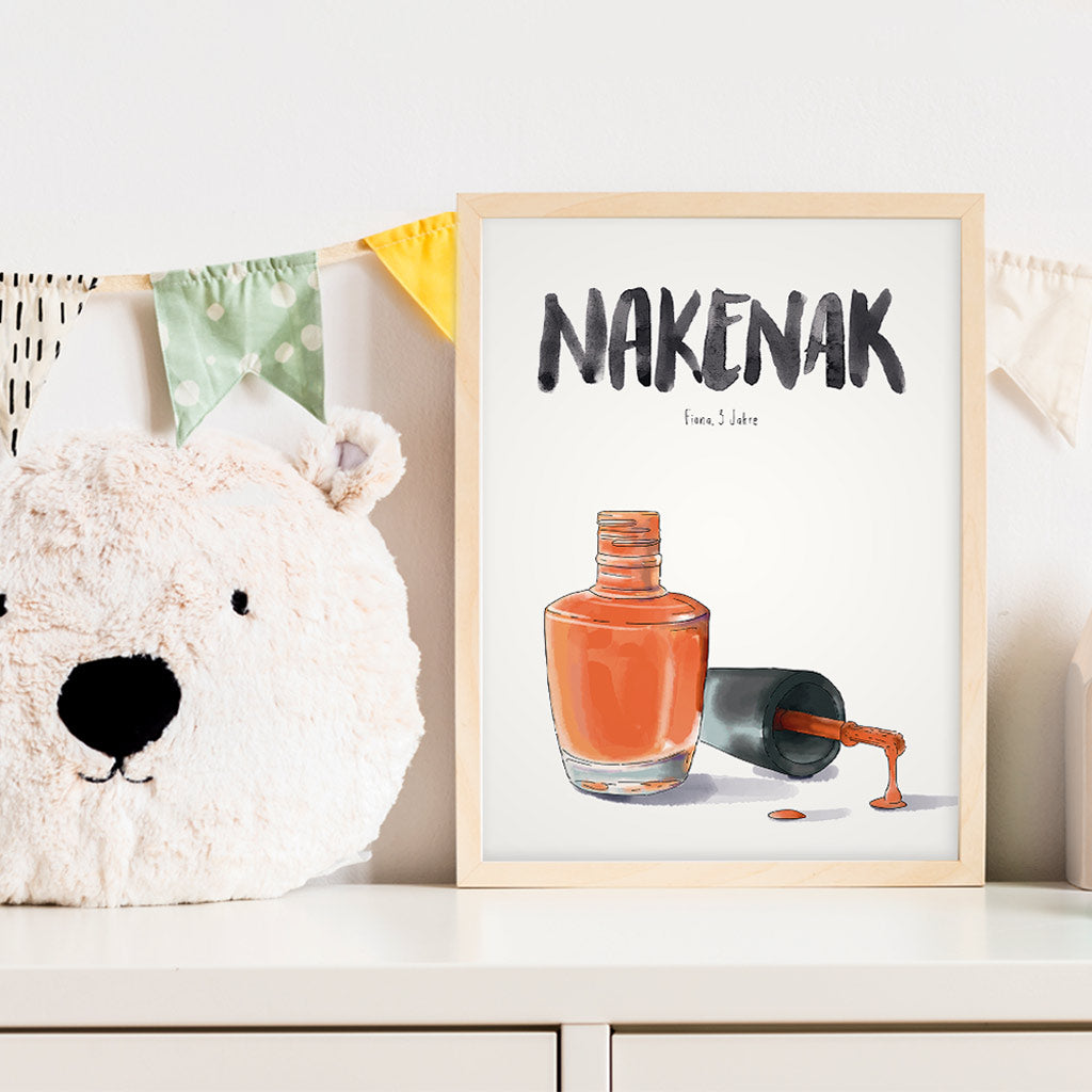 Kindermundposter Nagellack im Kinderzimmer – personalisiertes Poster als Dekoration und Geschenk