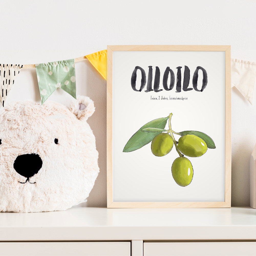 Kindermundposter Olive im Kinderzimmer – personalisiertes Poster als Dekoration und Geschenk