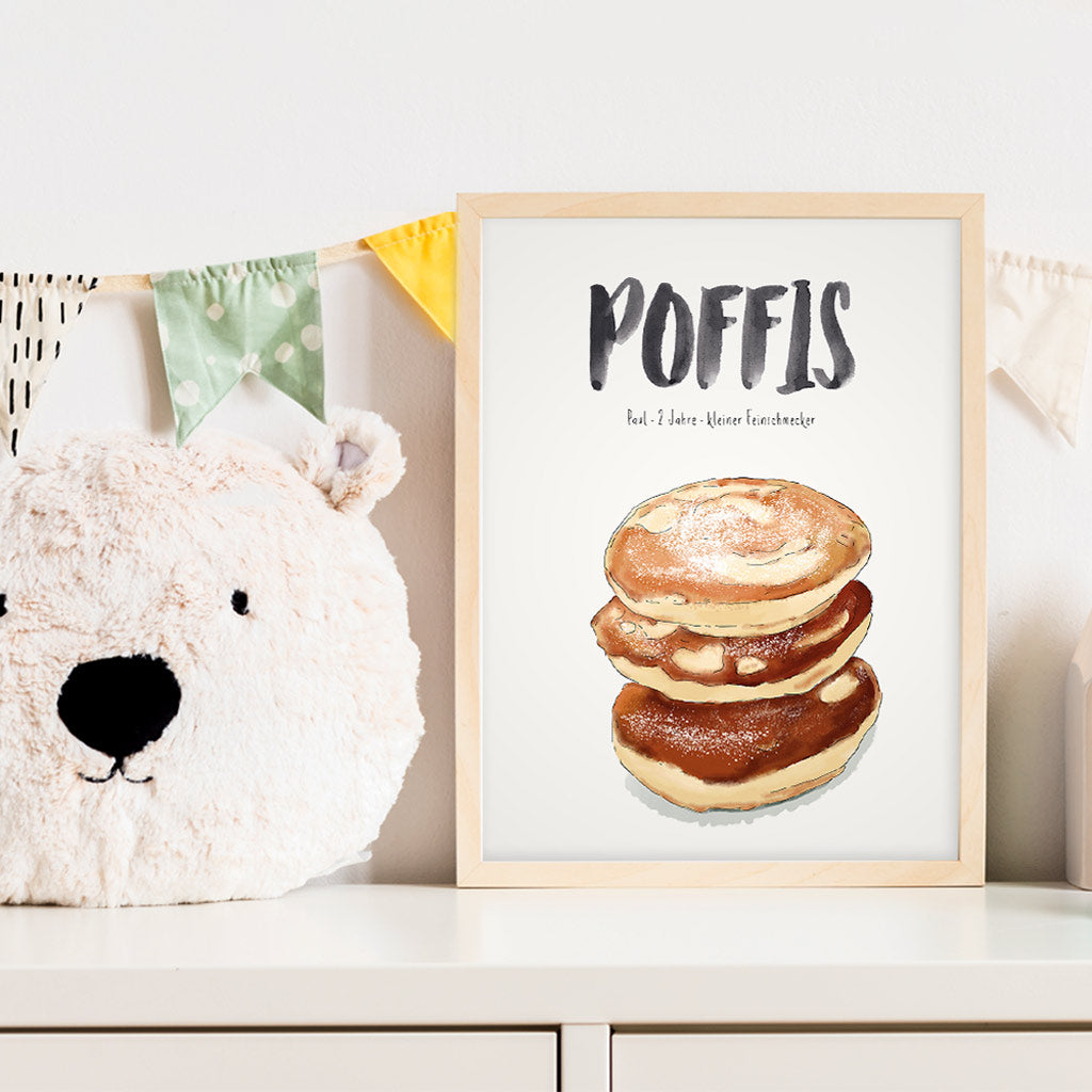 Kindermundposter Pancakes im Kinderzimmer – personalisiertes Poster als Dekoration und Geschenk