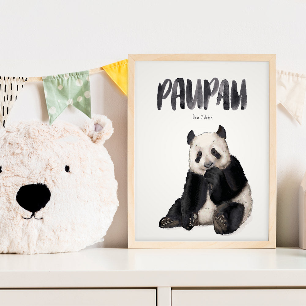 Kindermundposter Panda im Kinderzimmer – personalisiertes Poster als Dekoration und Geschenk