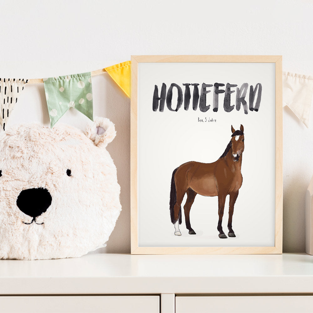 Kindermundposter Pferd im Kinderzimmer – personalisiertes Poster als Dekoration und Geschenk