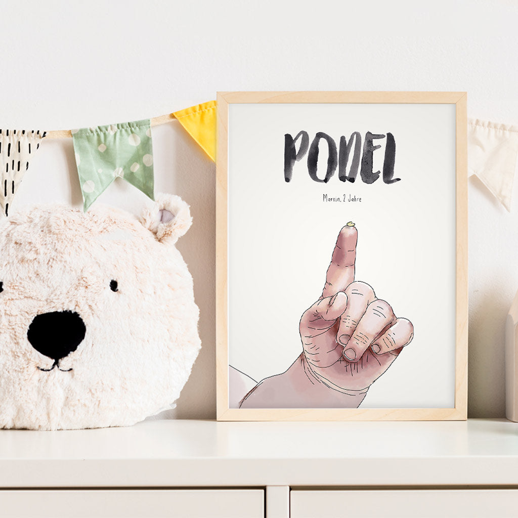 Kindermundposter Popel im Kinderzimmer – personalisiertes Poster als Dekoration und Geschenk