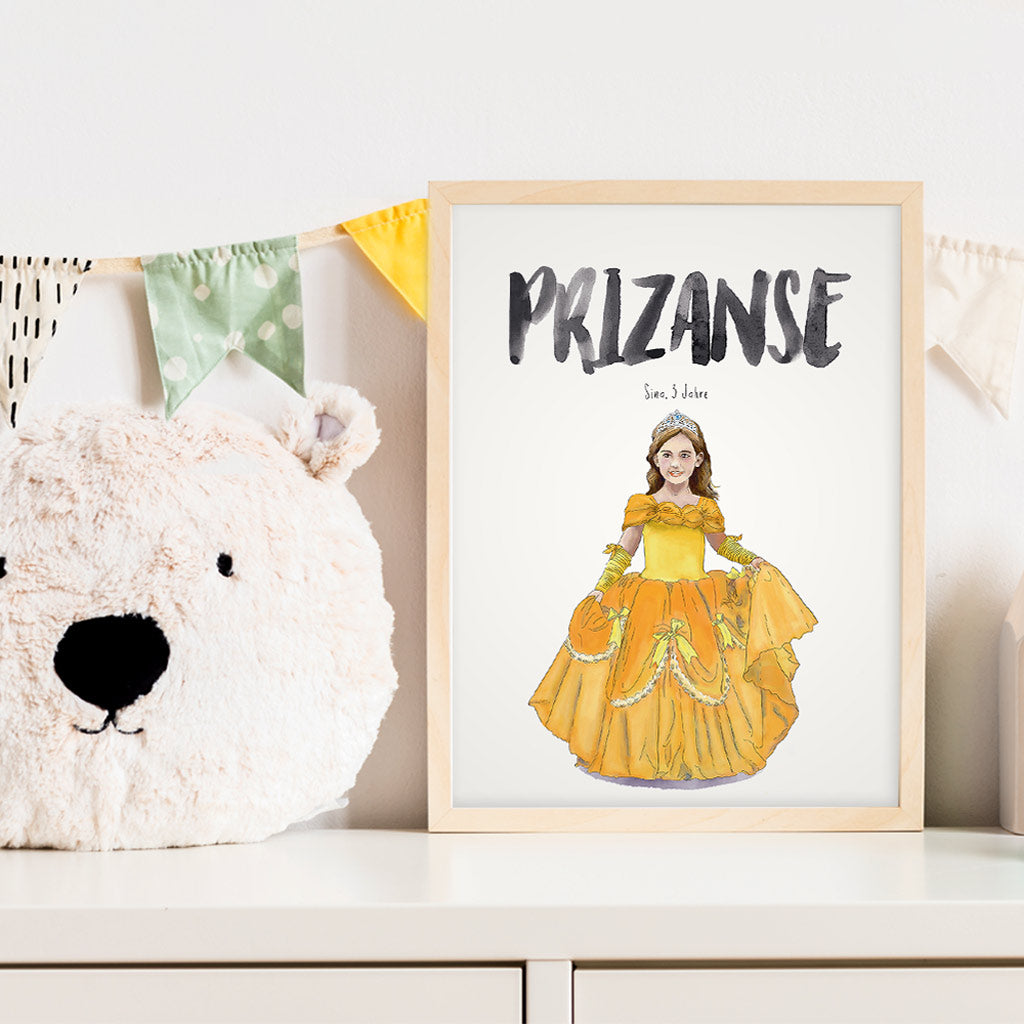 Kindermundposter Prinzessin im Kinderzimmer – personalisiertes Poster als Dekoration und Geschenk