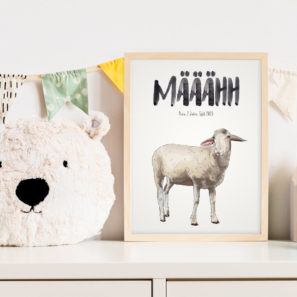 Kindermundposter Schaf im Kinderzimmer – personalisiertes Poster als Dekoration und Geschenk