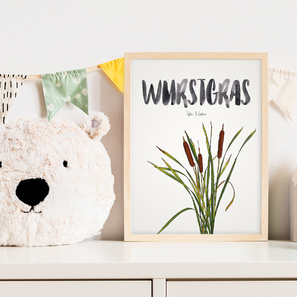 Kindermundposter Schilfrohr im Kinderzimmer – personalisiertes Poster als Dekoration und Geschenk