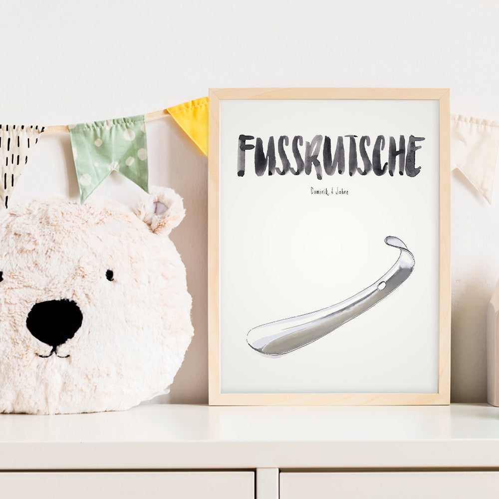 Kindermundposter Schuhlöffel im Kinderzimmer – personalisiertes Poster als Dekoration und Geschenk