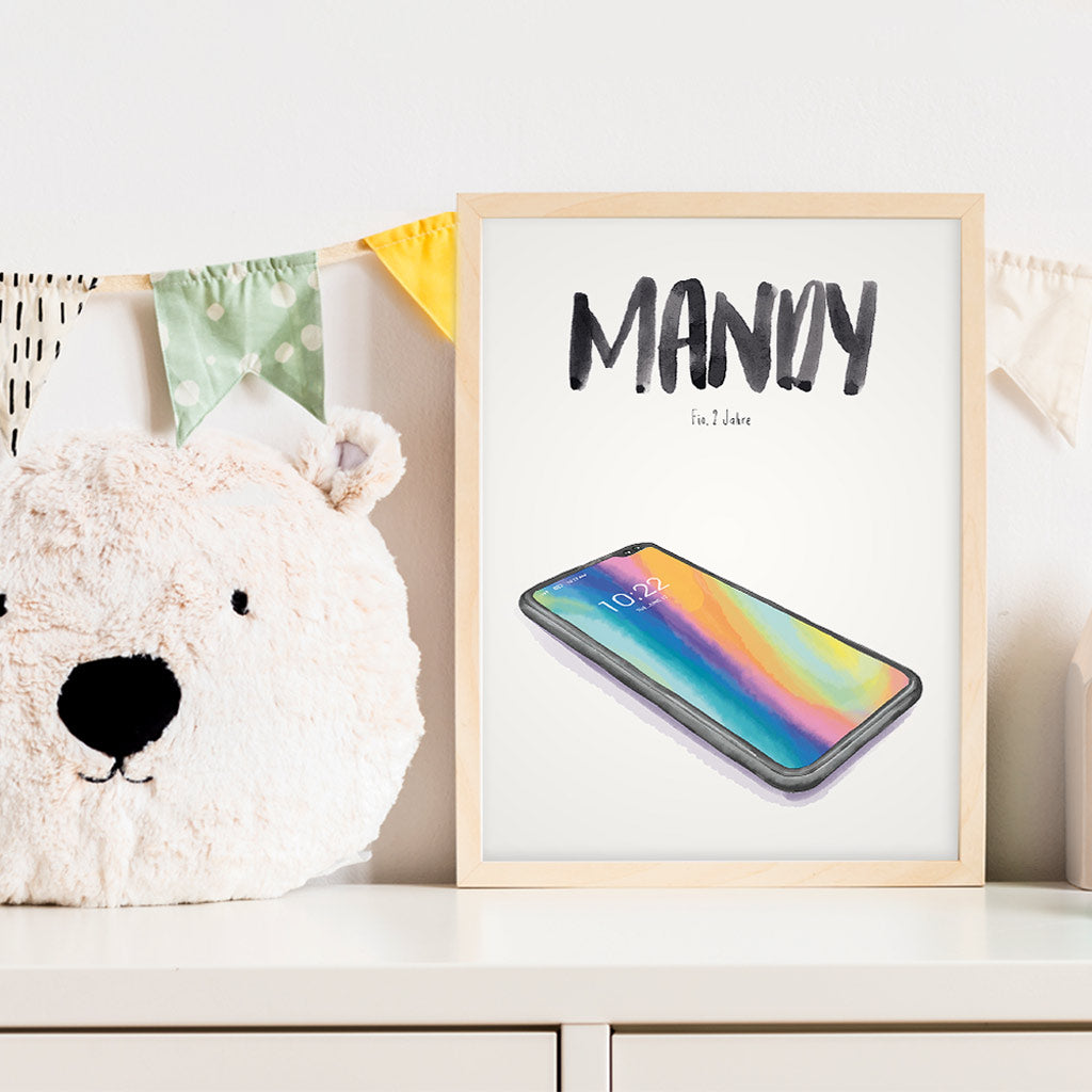 Kindermundposter Smartphone im Kinderzimmer – personalisiertes Poster als Dekoration und Geschenk