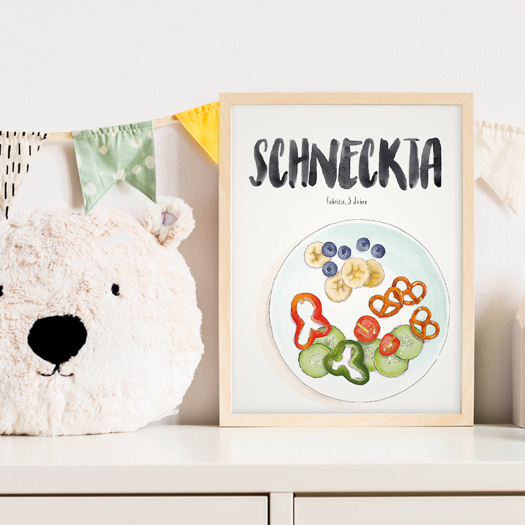Kindermundposter Snackteller im Kinderzimmer – personalisiertes Poster als Dekoration und Geschenk