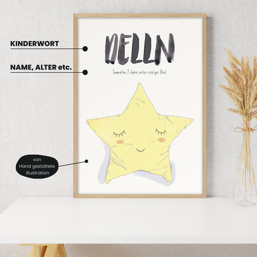 Kindermundposter Stern im Kinderzimmer – personalisiertes Poster als Dekoration und Geschenk
