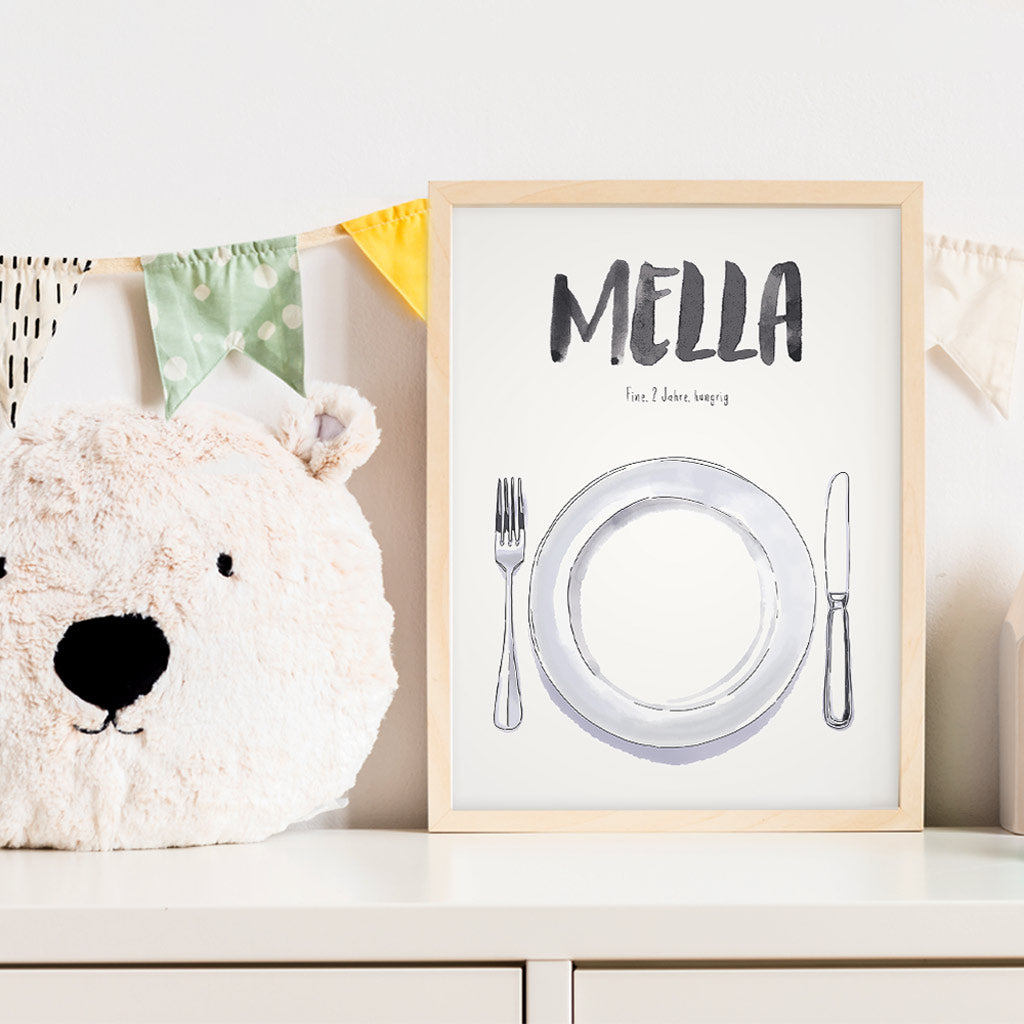 Kindermundposter Teller im Kinderzimmer – personalisiertes Poster als Dekoration und Geschenk
