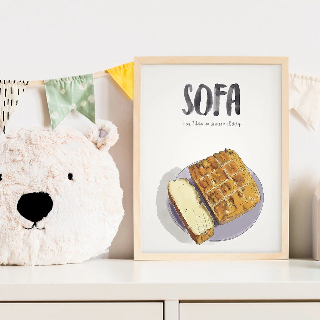 Kindermundposter Tofu im Kinderzimmer – personalisiertes Poster als Dekoration und Geschenk
