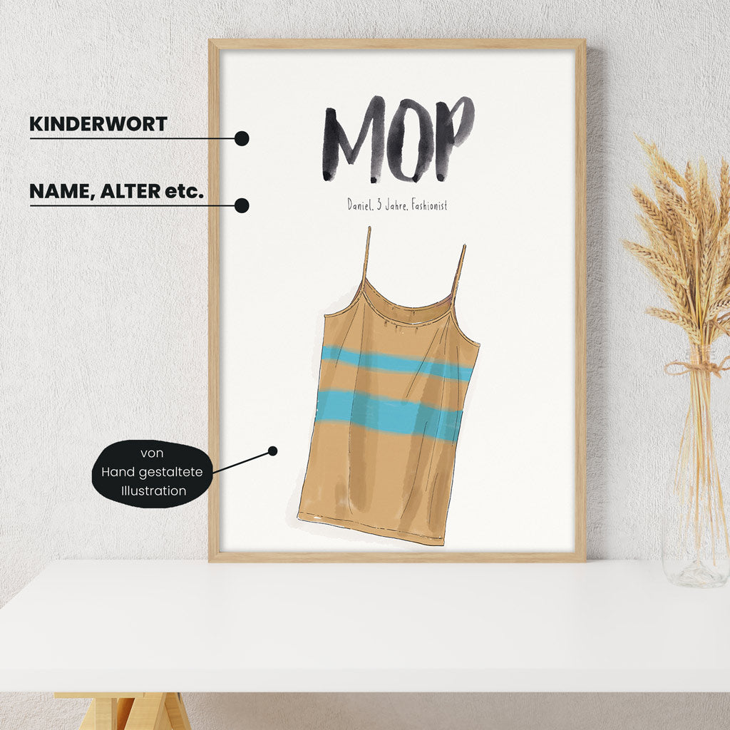 Detailansicht Kindermundposter Top: Erklärungen der personalisierbaren Elemente - einzigartiges Erinnerungsstück für Eltern