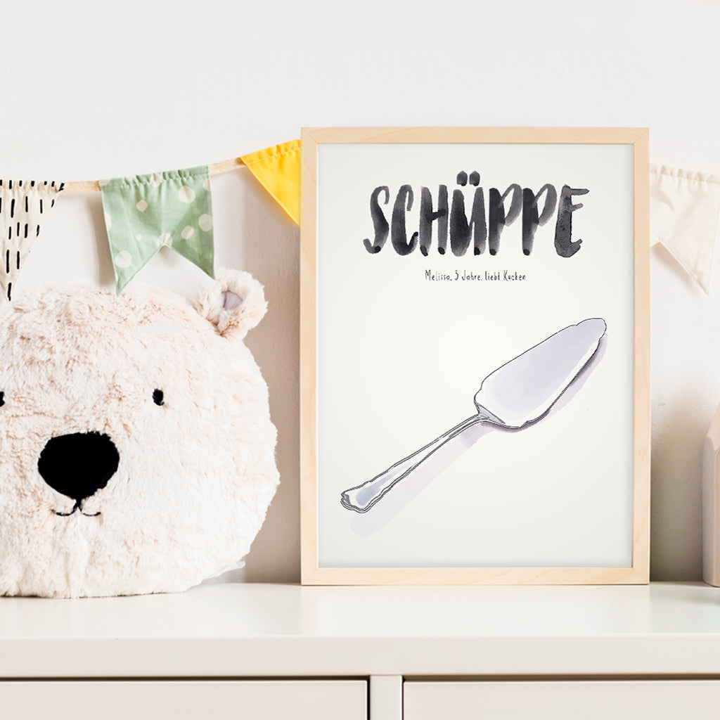 Kindermundposter Tortenheber im Kinderzimmer – personalisiertes Poster als Dekoration und Geschenk