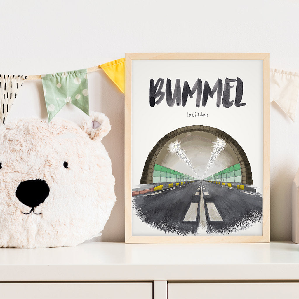 Kindermundposter Tunnel im Kinderzimmer – personalisiertes Poster als Dekoration und Geschenk