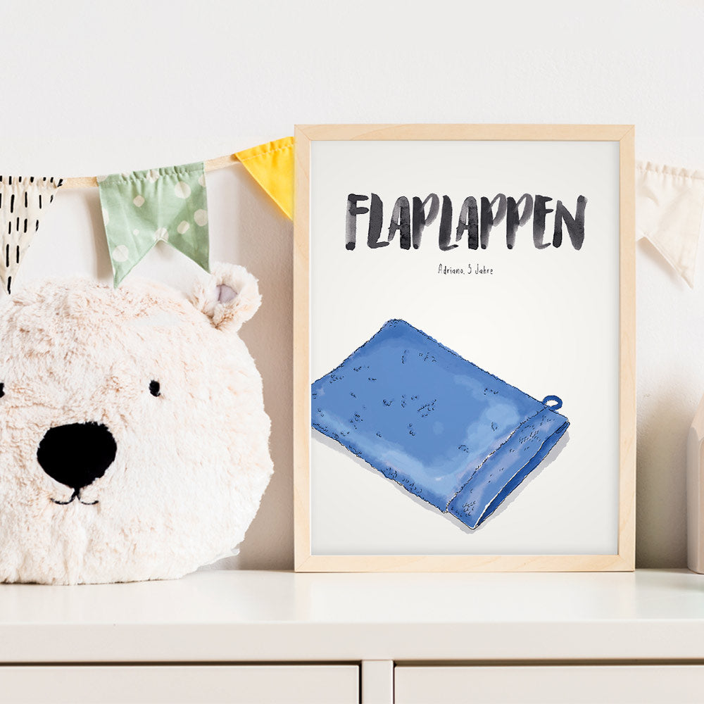 Kindermundposter Waschlappen im Kinderzimmer – personalisiertes Poster als Dekoration und Geschenk