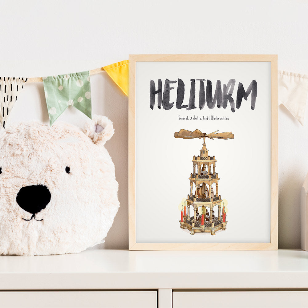 Kindermundposter Weihnachtspyramide im Kinderzimmer – personalisiertes Poster als Dekoration und Geschenk