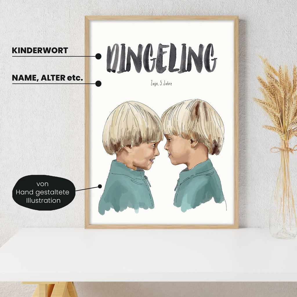 Kindermundposter - Motiv Zwillinge Jungen Brüder
