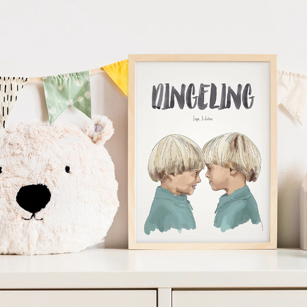 Kindermundposter - Motiv Zwillinge Jungen Brüder