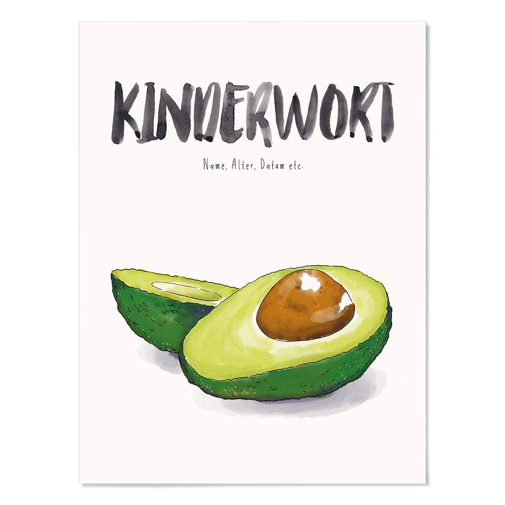 Kindermundposter Avocado – personalisiertes Poster mit Kinderwort für Eltern