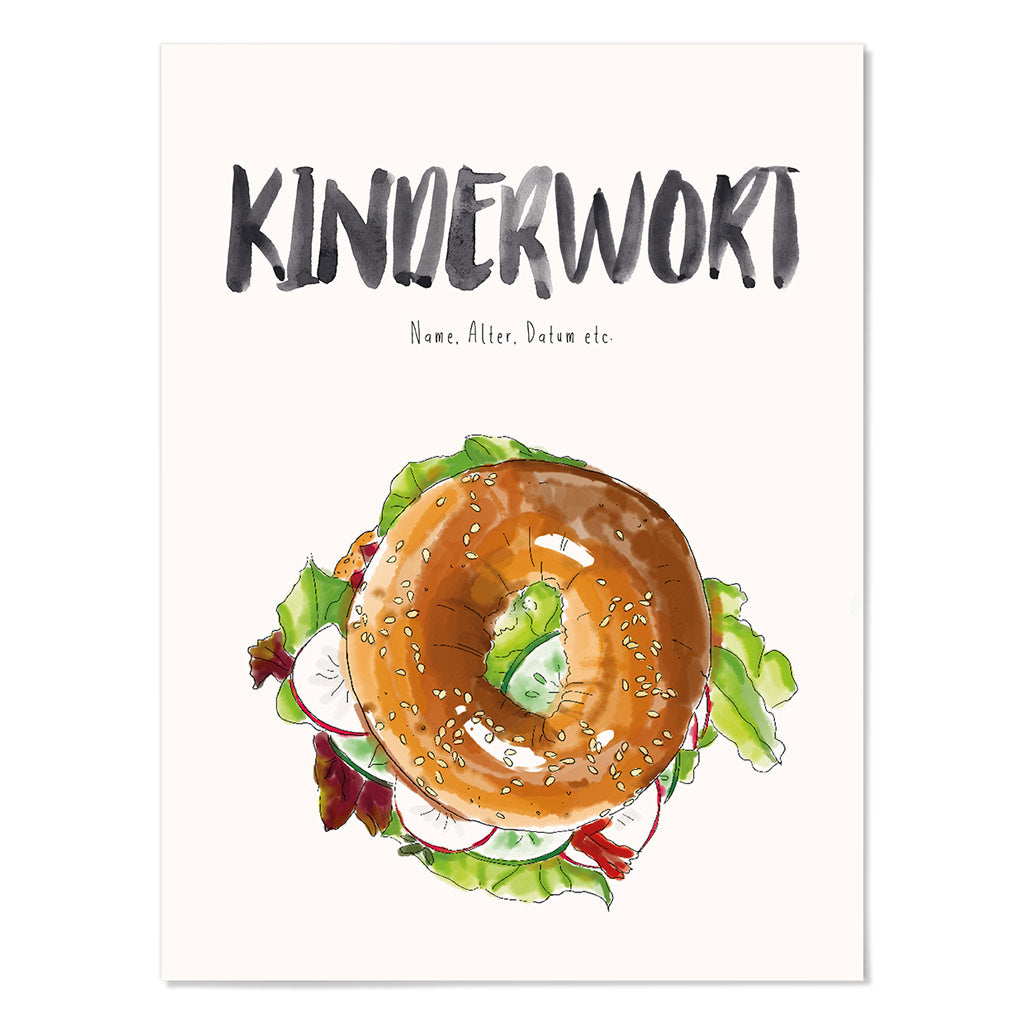 Kindermundposter Bagel – personalisiertes Poster mit Kinderwort für Eltern