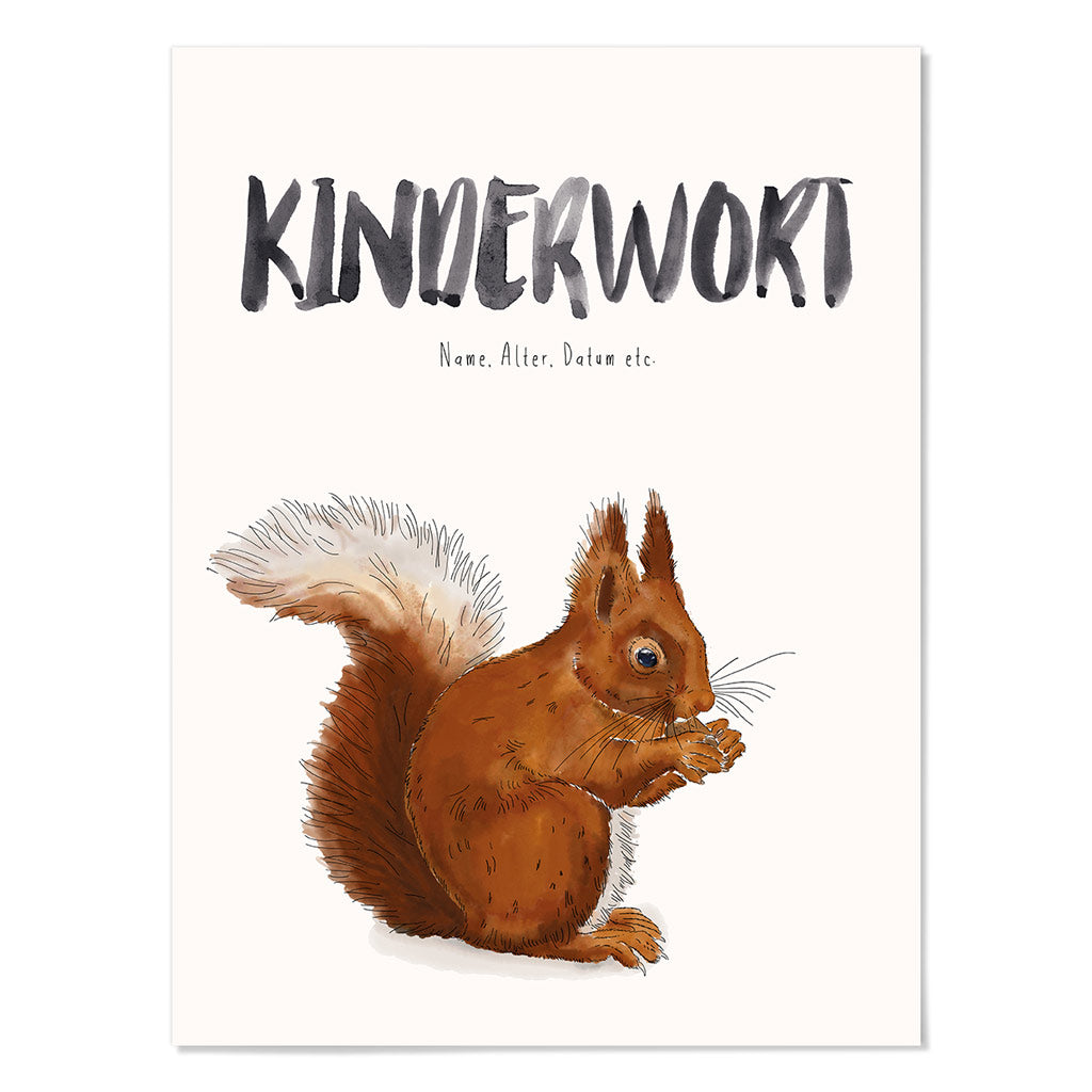Kindermundposter Eichhörnchen – personalisiertes Poster mit Kinderwort für Eltern