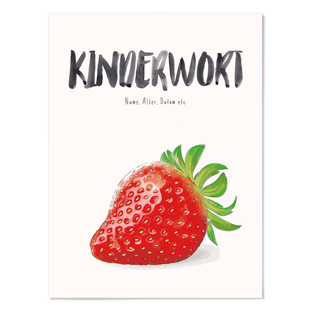Kindermundposter Erdbeere – personalisiertes Poster mit Kinderwort für Eltern
