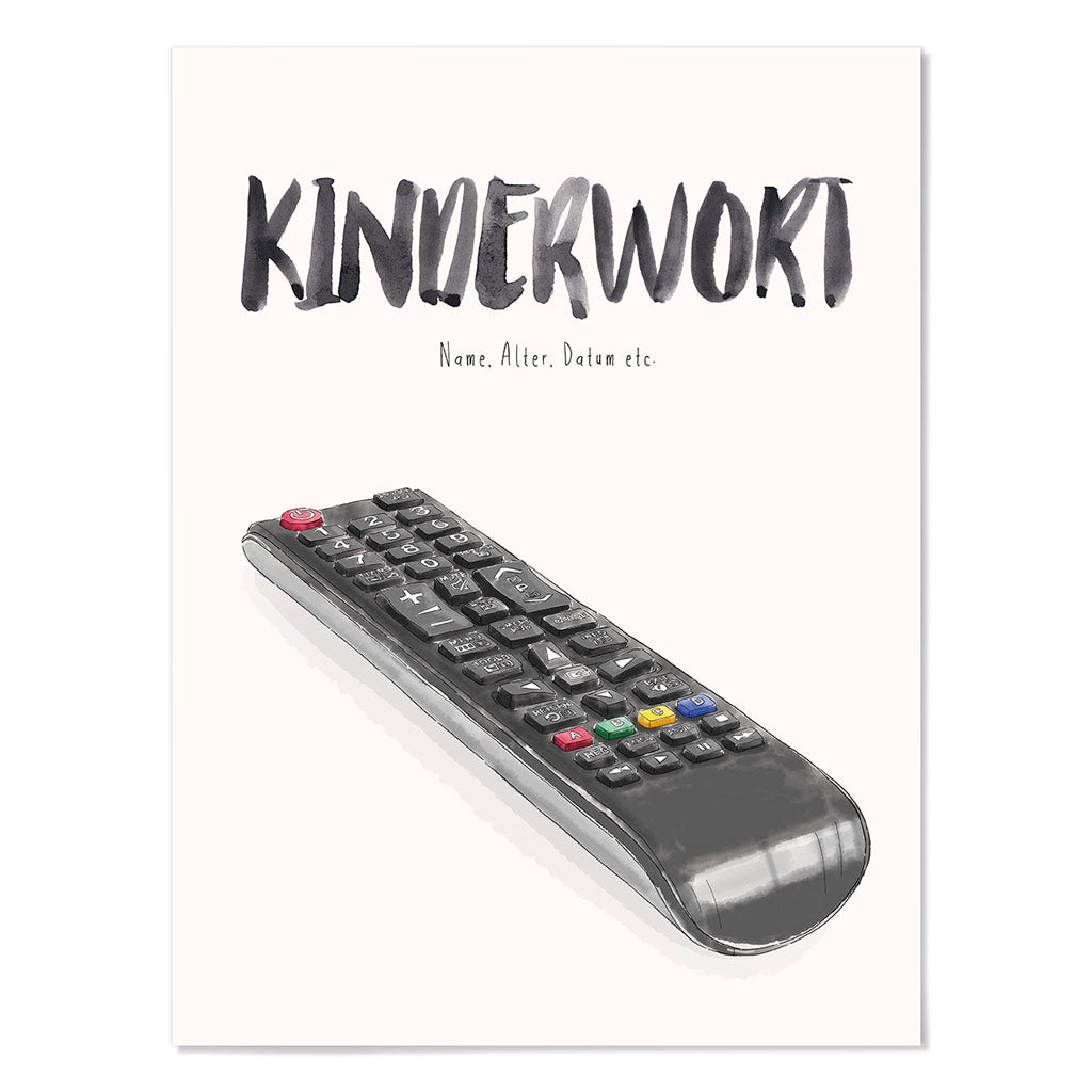 Kindermundposter Fernbedienung – personalisiertes Poster mit Kinderwort für Eltern