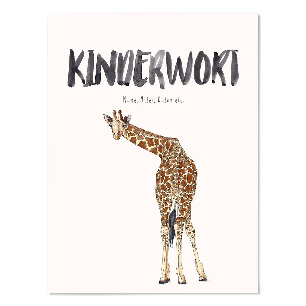 Kindermundposter Giraffe – personalisiertes Poster mit Kinderwort für Eltern