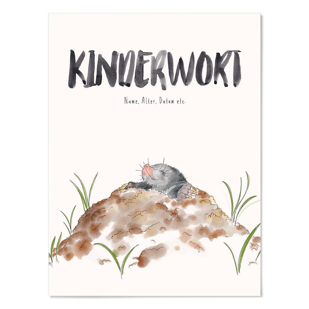 Kindermundposter Maulwurf – personalisiertes Poster mit Kinderwort für Eltern