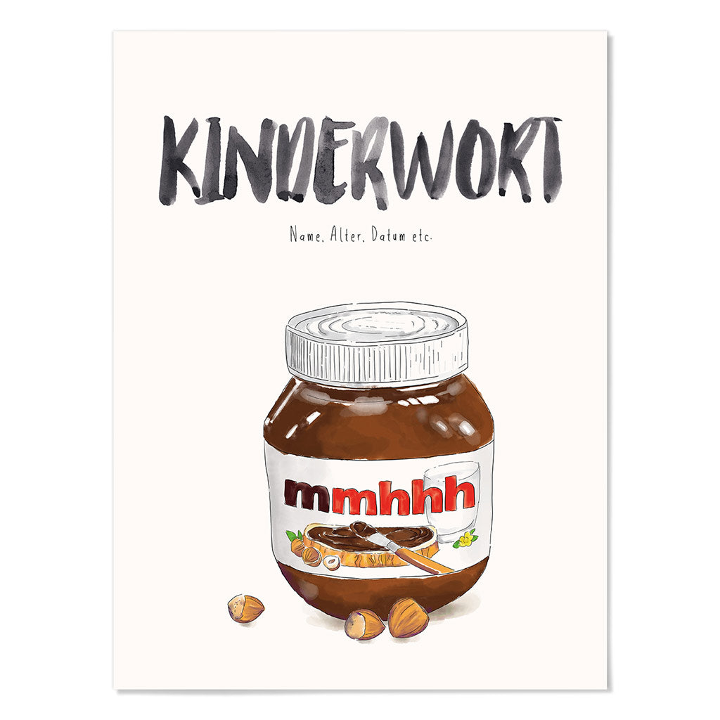 Kindermundposter Nuss-Nougat-Creme – personalisiertes Poster mit Kinderwort für Eltern