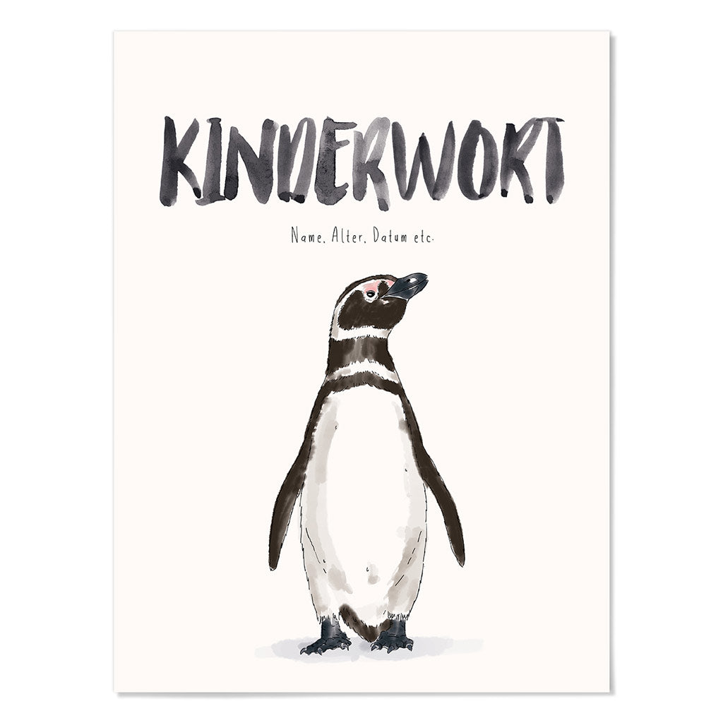Kindermundposter Pinguin – personalisiertes Poster mit Kinderwort für Eltern