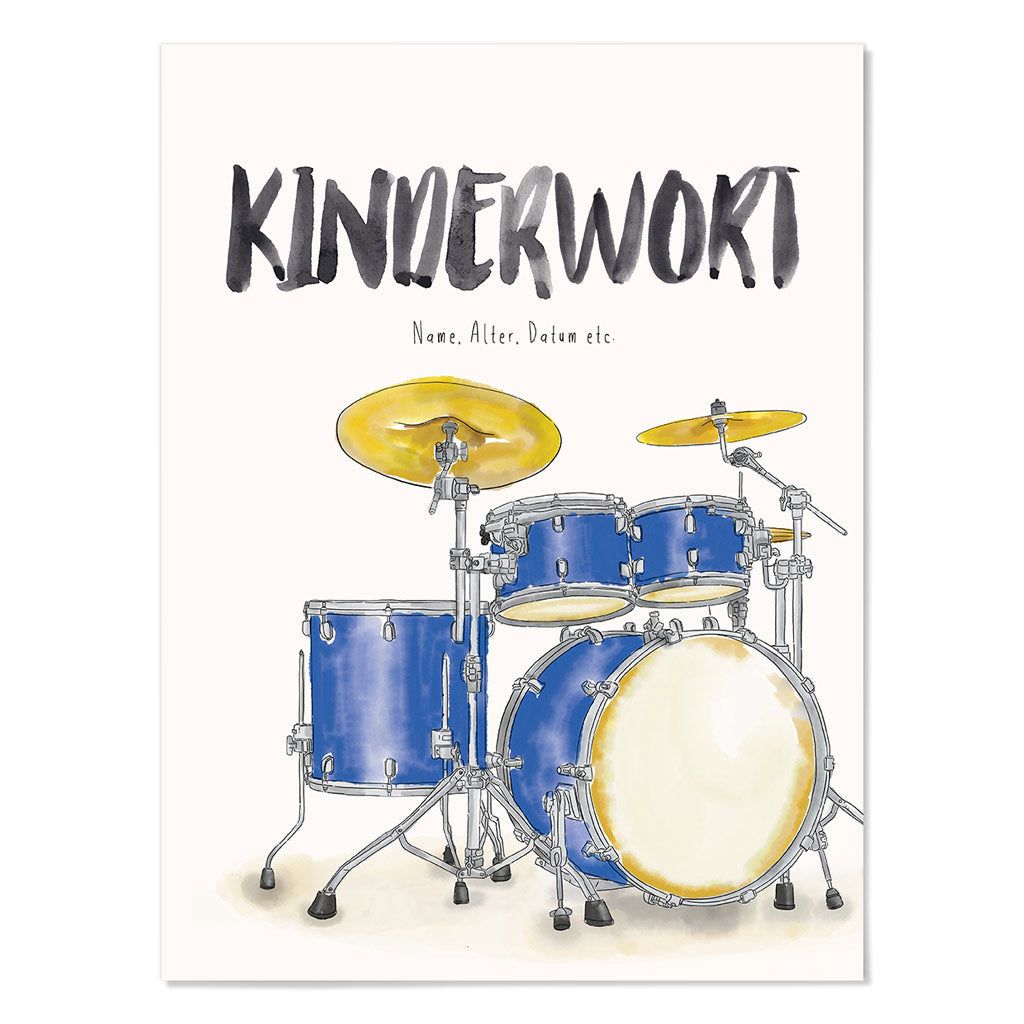 Kindermundposter Schlagzeug – personalisiertes Poster mit Kinderwort für Eltern